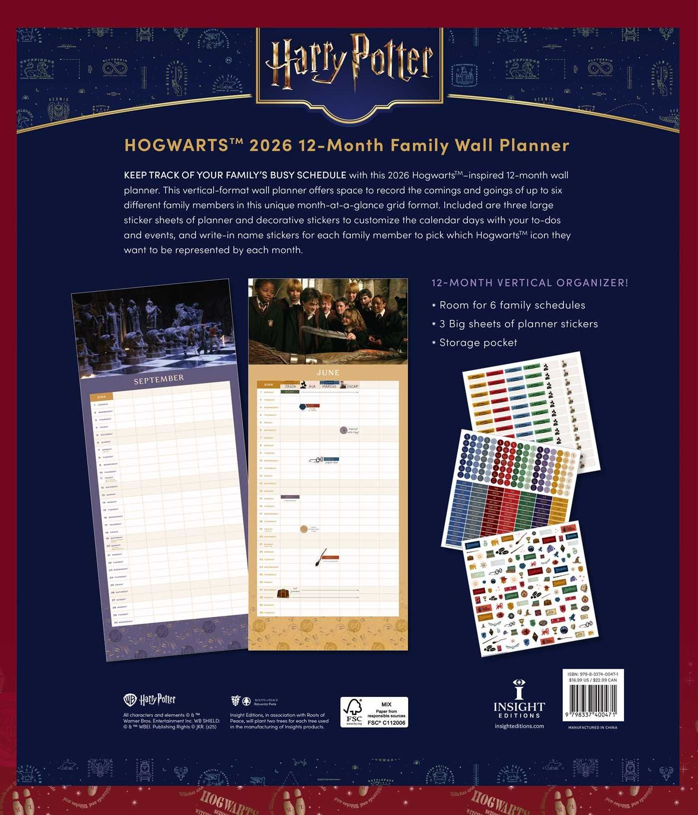 2026 Harry Potter: Hogwarts Family Wall Planner