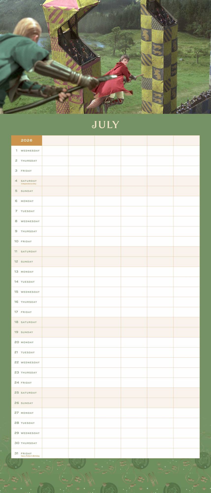 2026 Harry Potter: Hogwarts Family Wall Planner