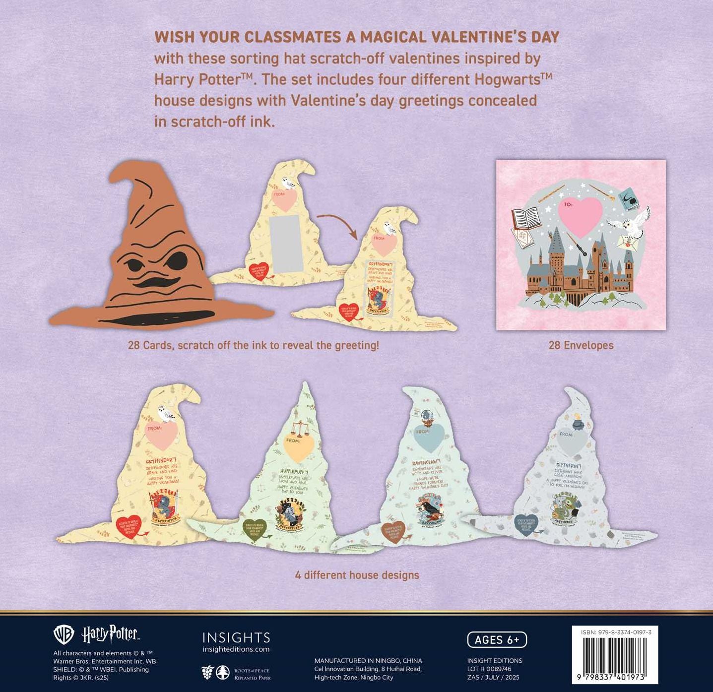 Harry Potter: Sorting Hat Scratch-Off Valentines: School Valentines