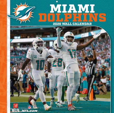 2026 12x12 Team Wall Calendar Miami Dolphins