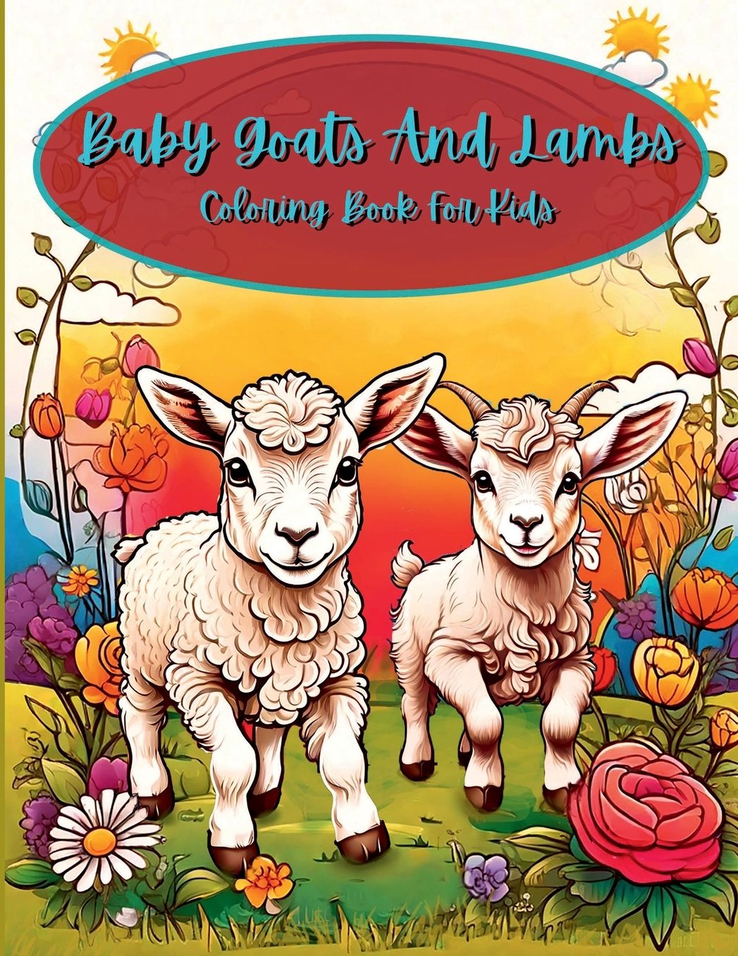 Baby Goats and Lambs Coloring Book for Kids