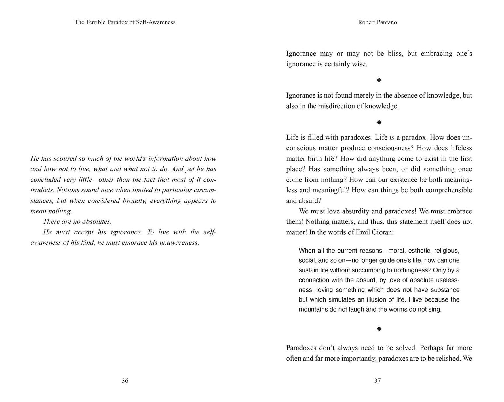 The Terrible Paradox of Self-Awareness: How Awareness Is the Beginning and End of Suffering