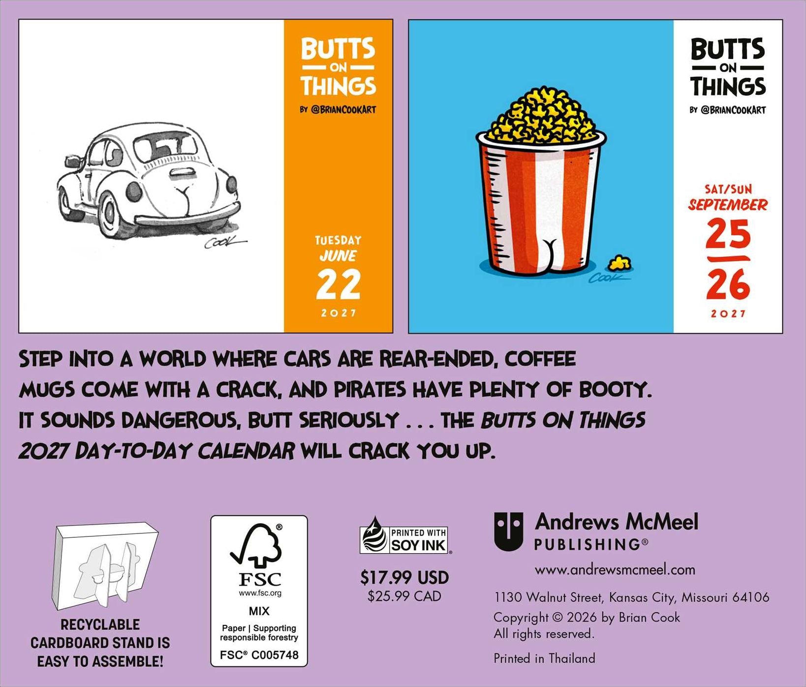 2027 Butts on Things Day-to-Day Calendar