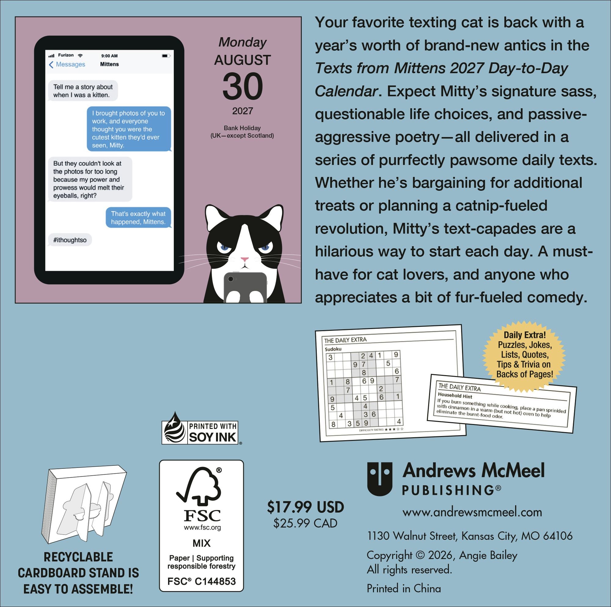 2027 Texts from Mittens the Cat Day-to-Day Calendar