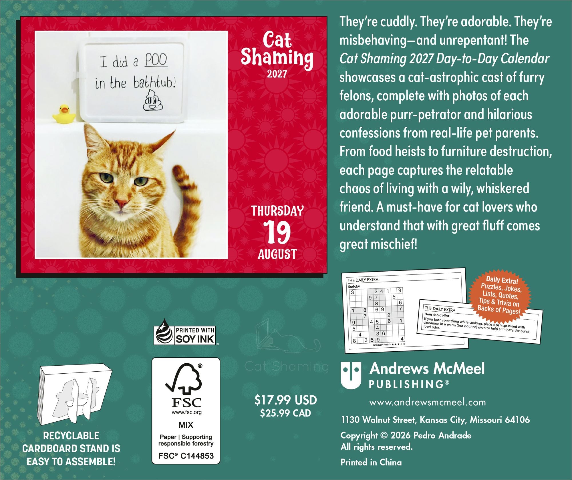 2027 Cat Shaming Day-to-Day Calendar