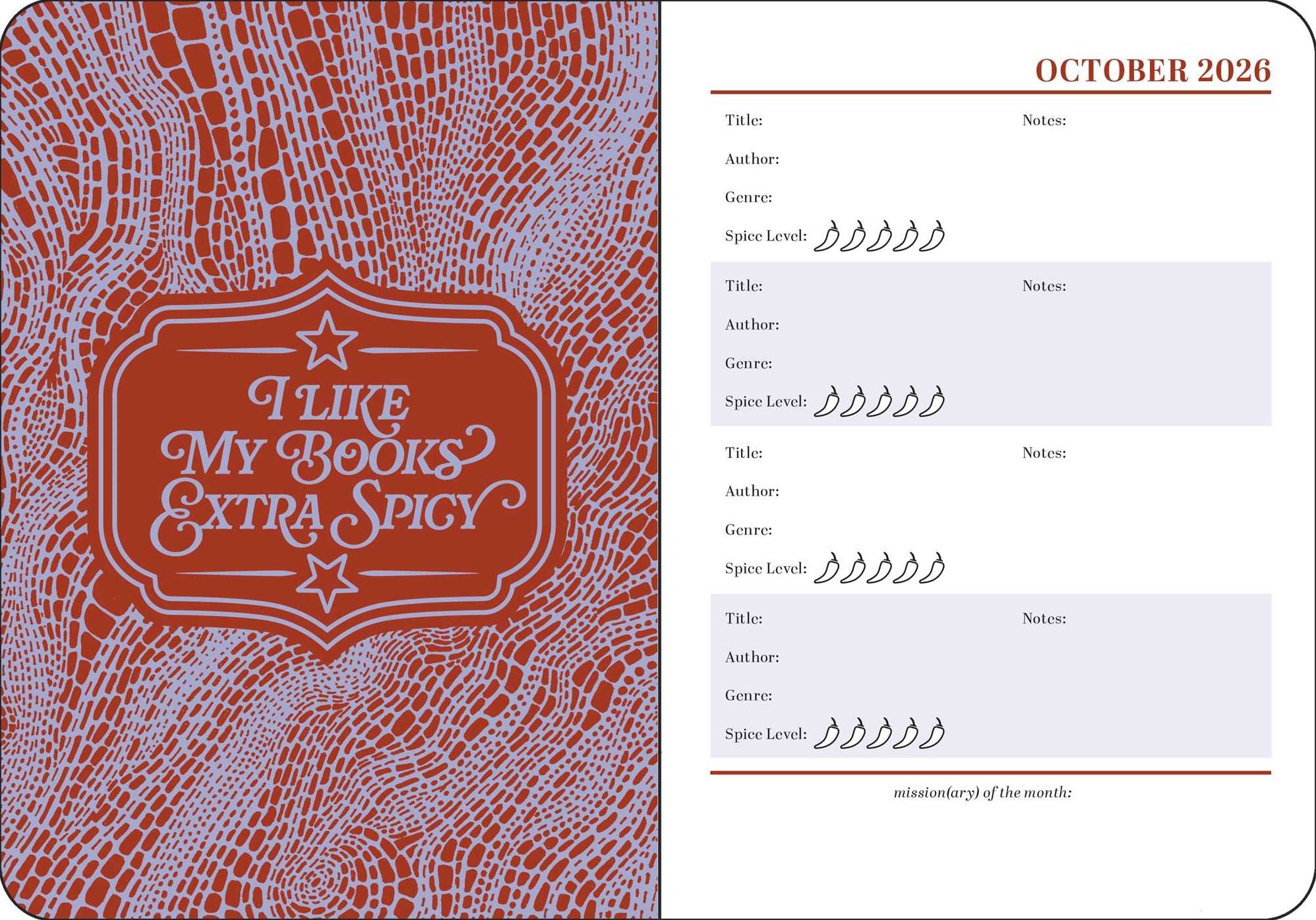 2026-2027 Spicy Book Club 16-Month Weekly/Monthly Planner