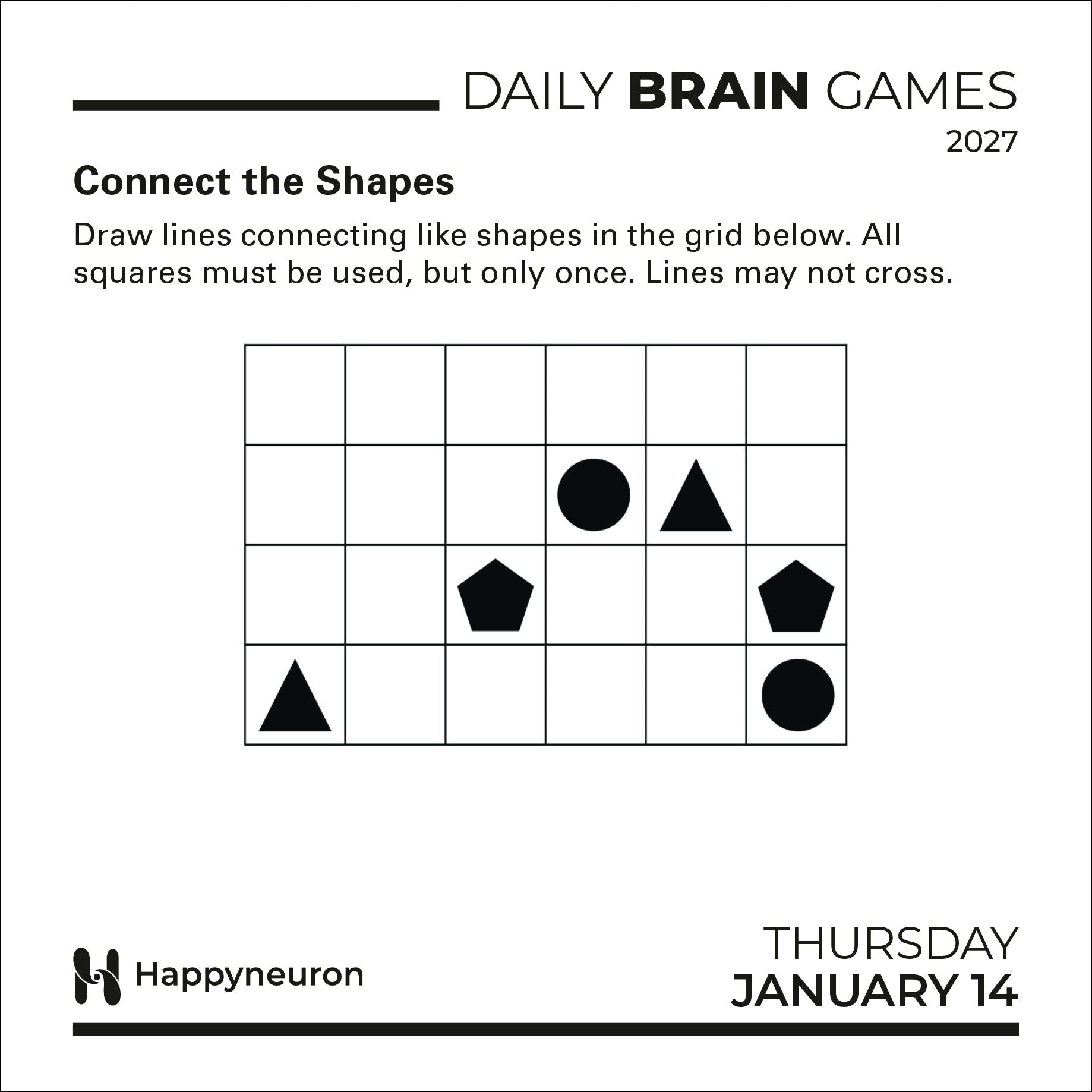 2027 Daily Brain Games Day-to-Day Calendar