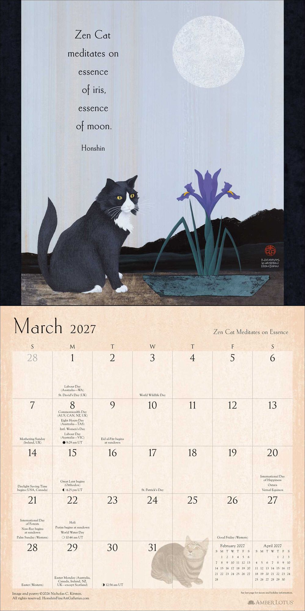2027 Zen Cat Wall Calendar