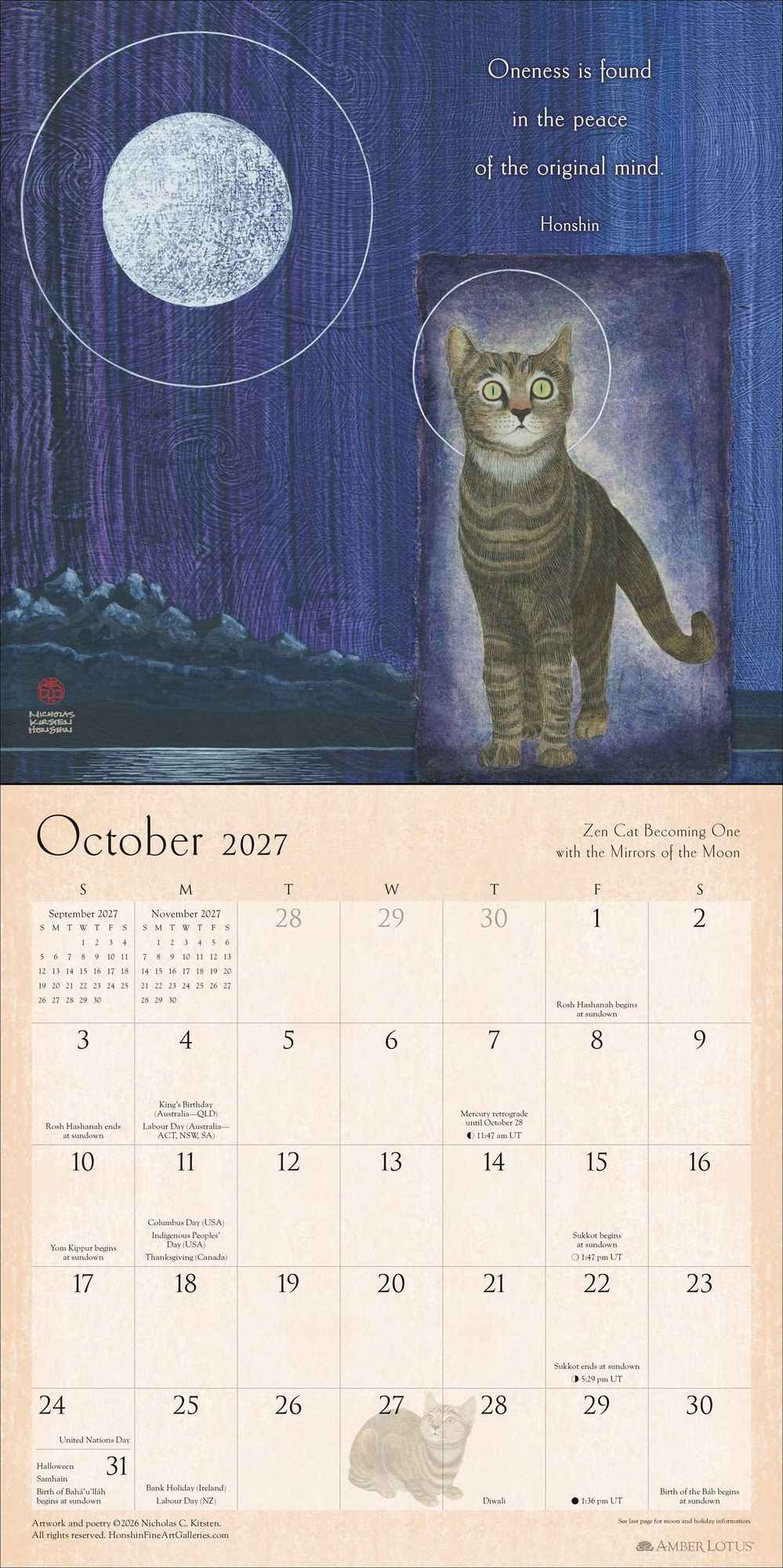 2027 Zen Cat Wall Calendar