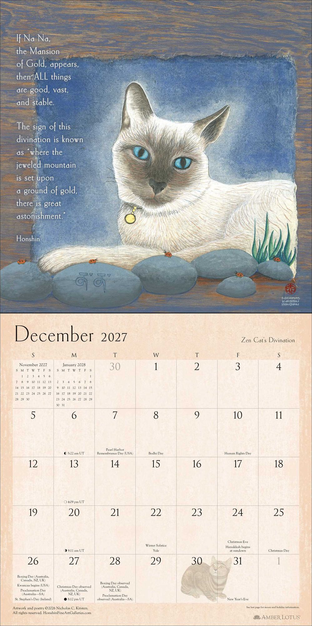 2027 Zen Cat Wall Calendar