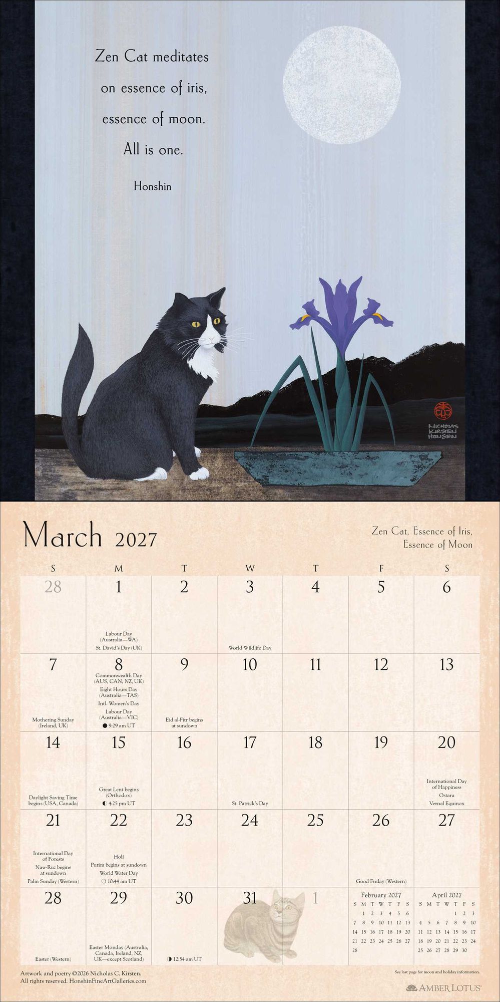 2027 Zen Cat Wall Calendar