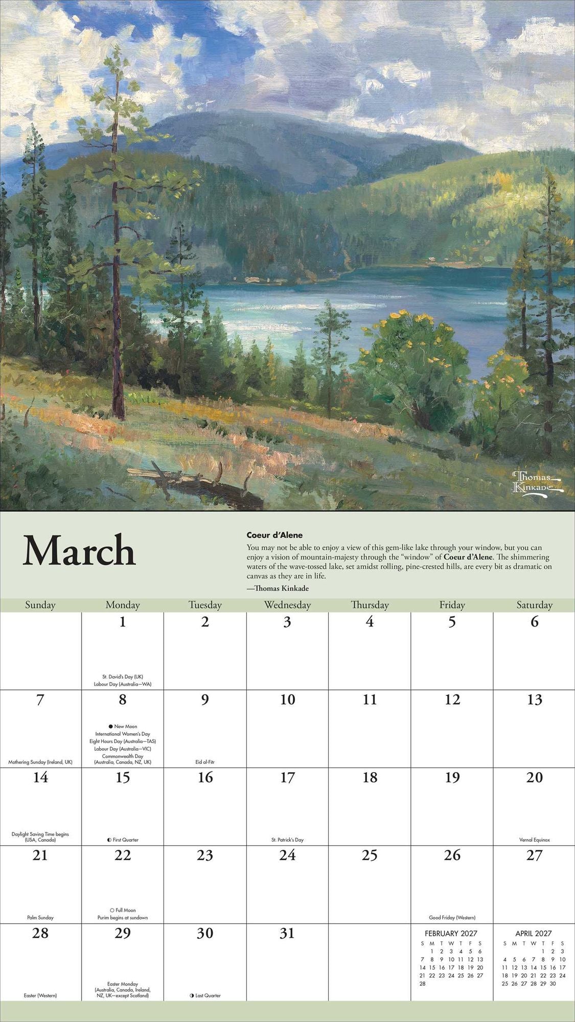 2027 Thomas Kinkade Travels Deluxe Wall Calendar