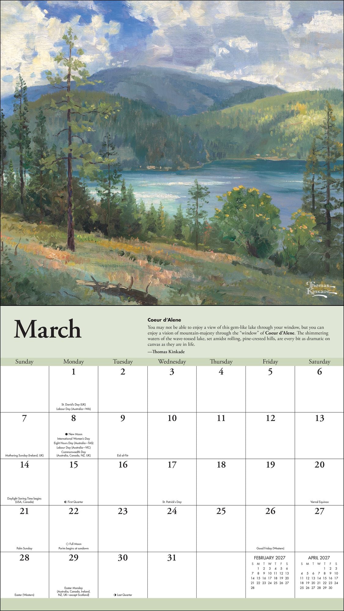 2027 Thomas Kinkade Travels Deluxe Wall Calendar