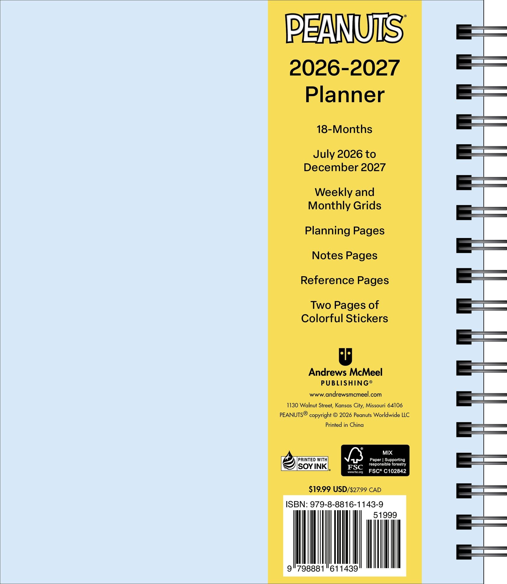 2026-2027 PEANUTS® 17-Month Weekly/Monthly Planner Calendar