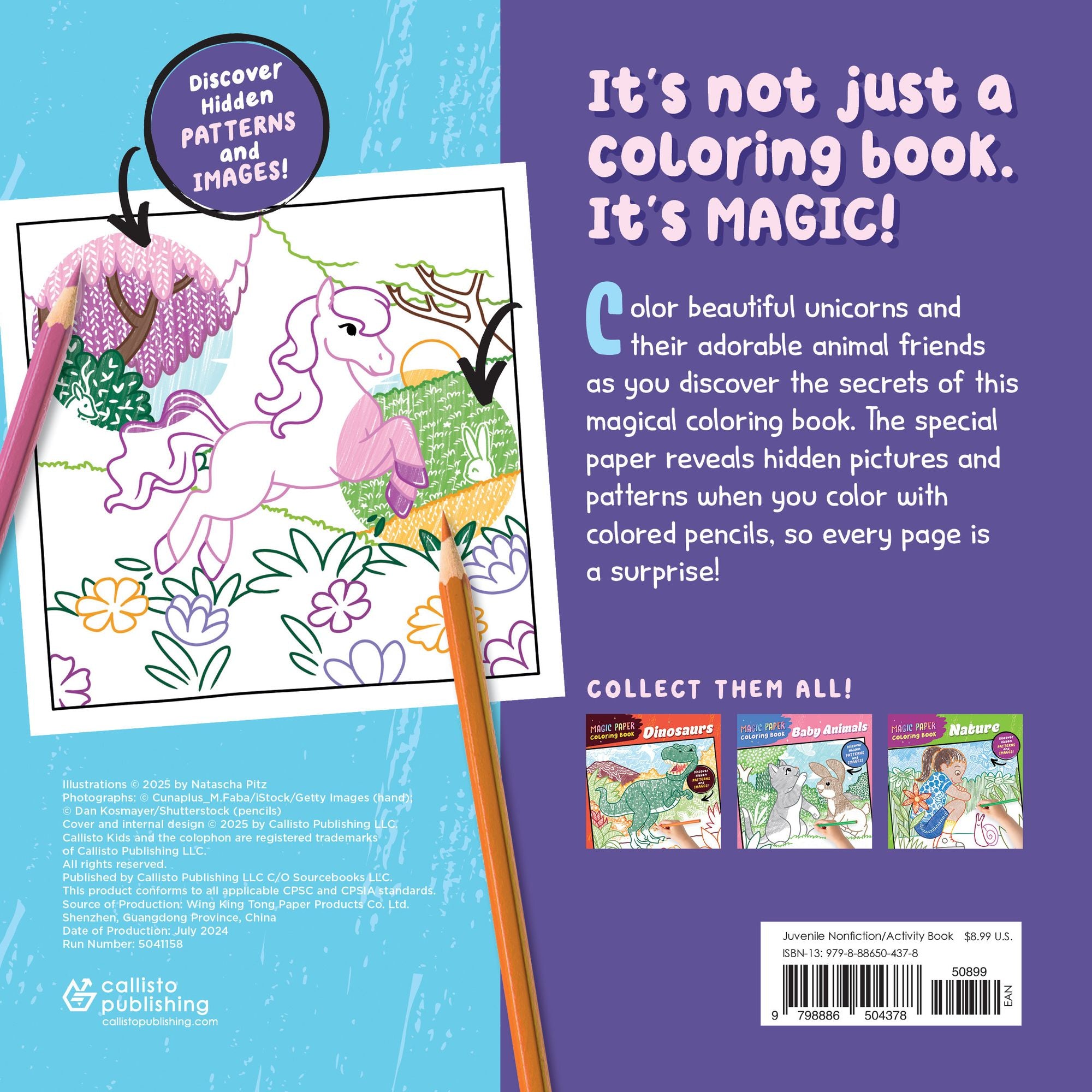 Magic Paper Coloring Book: Unicorns: Discover Hidden Patterns and Images!