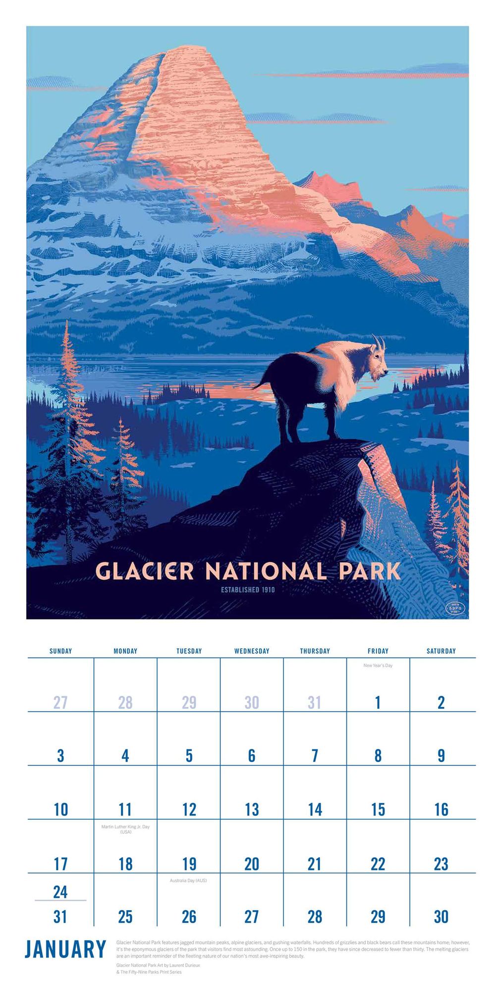 2027 The Art of the National Parks Wall Calendar