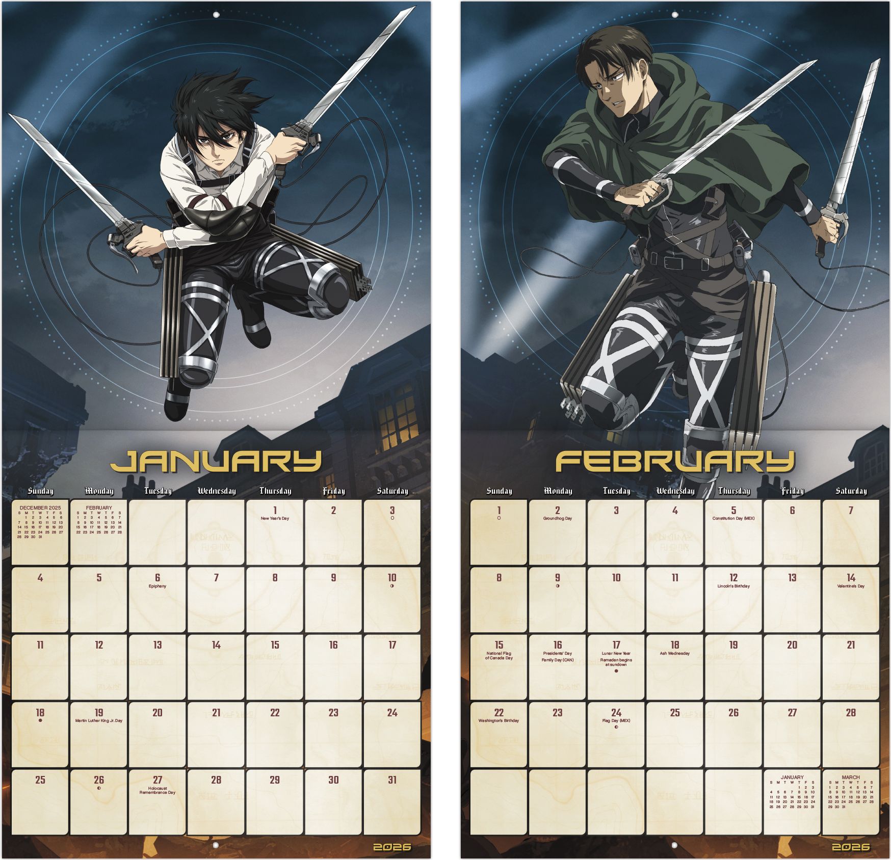 2026 Attack on Titan Wall Calendar
