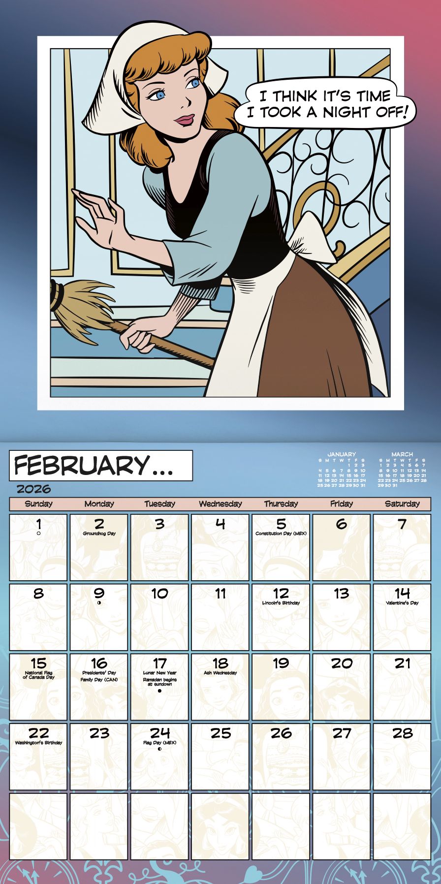 2026 Disney Princess Wall Calendar