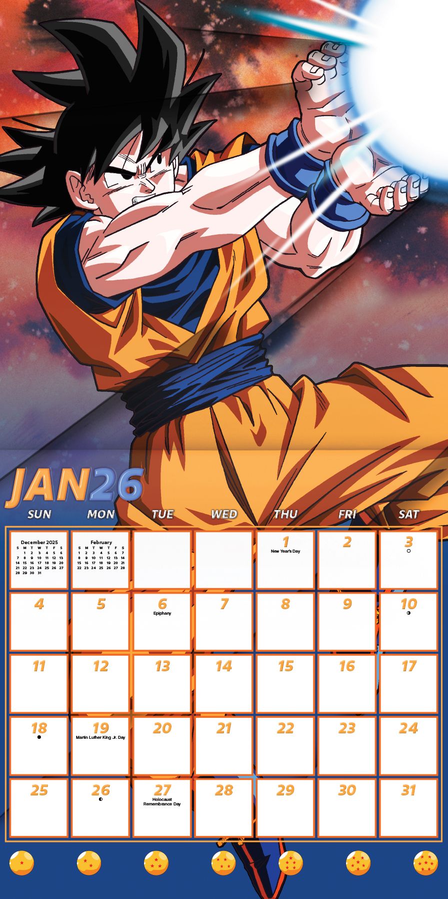2026 Dragon Ball Z Wall Calendar