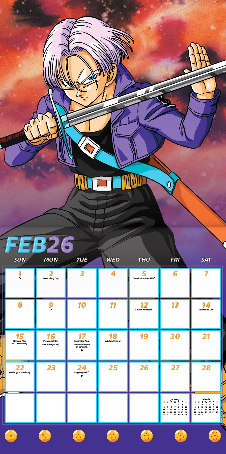 2026 Dragon Ball Z Wall Calendar