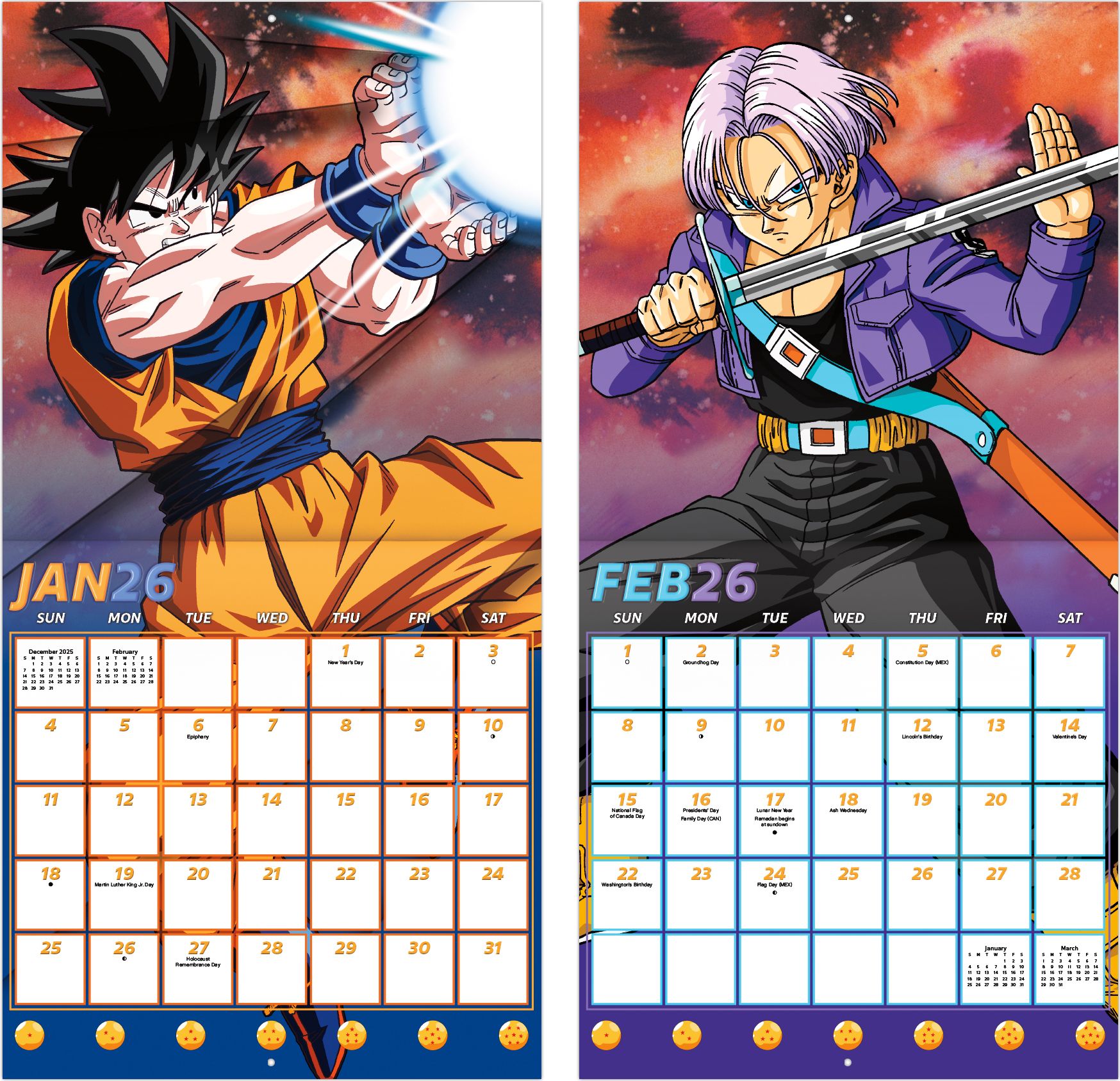 2026 Dragon Ball Z Wall Calendar