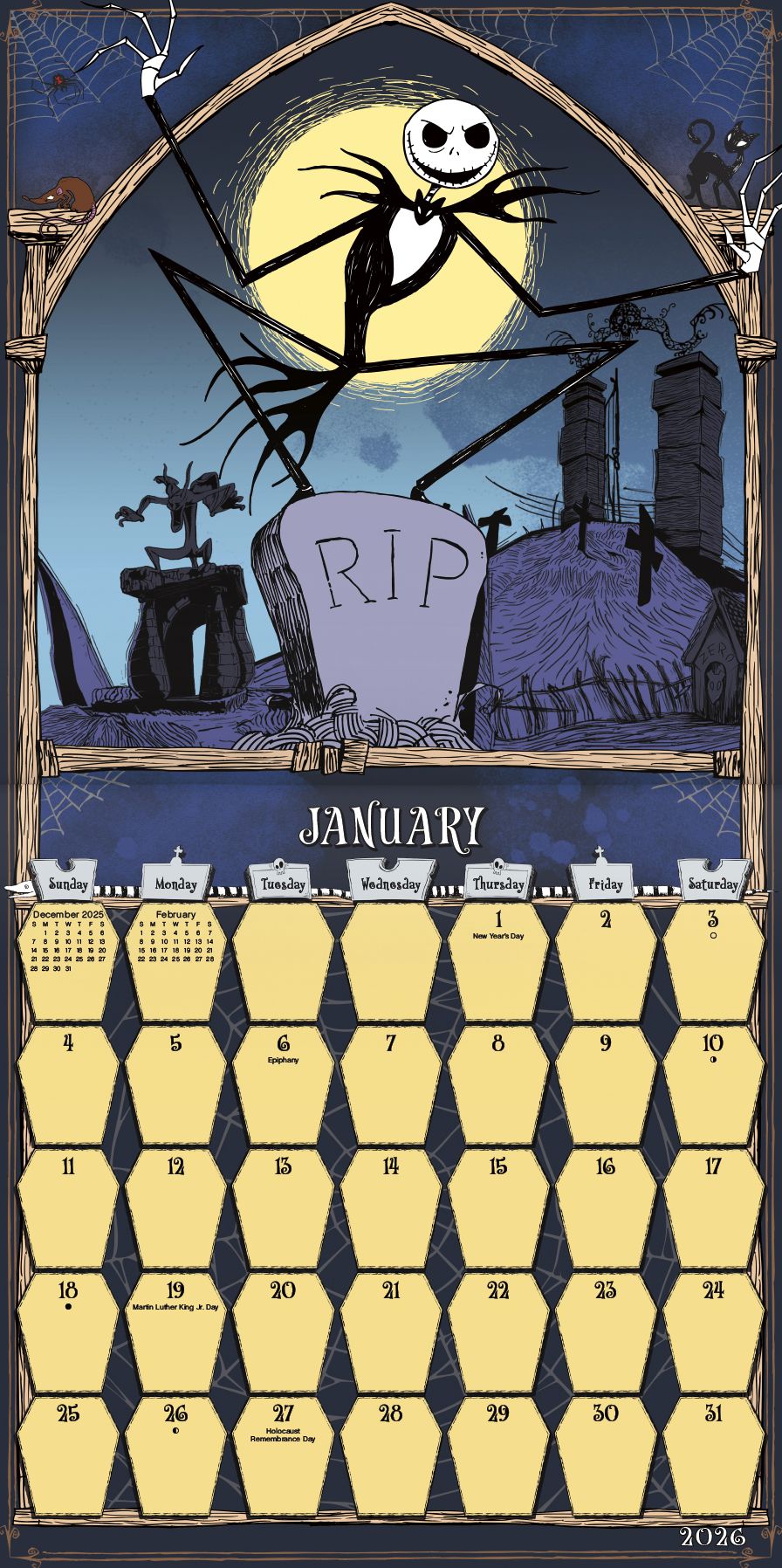 2026 Nightmare Before Christmas Wall Calendar