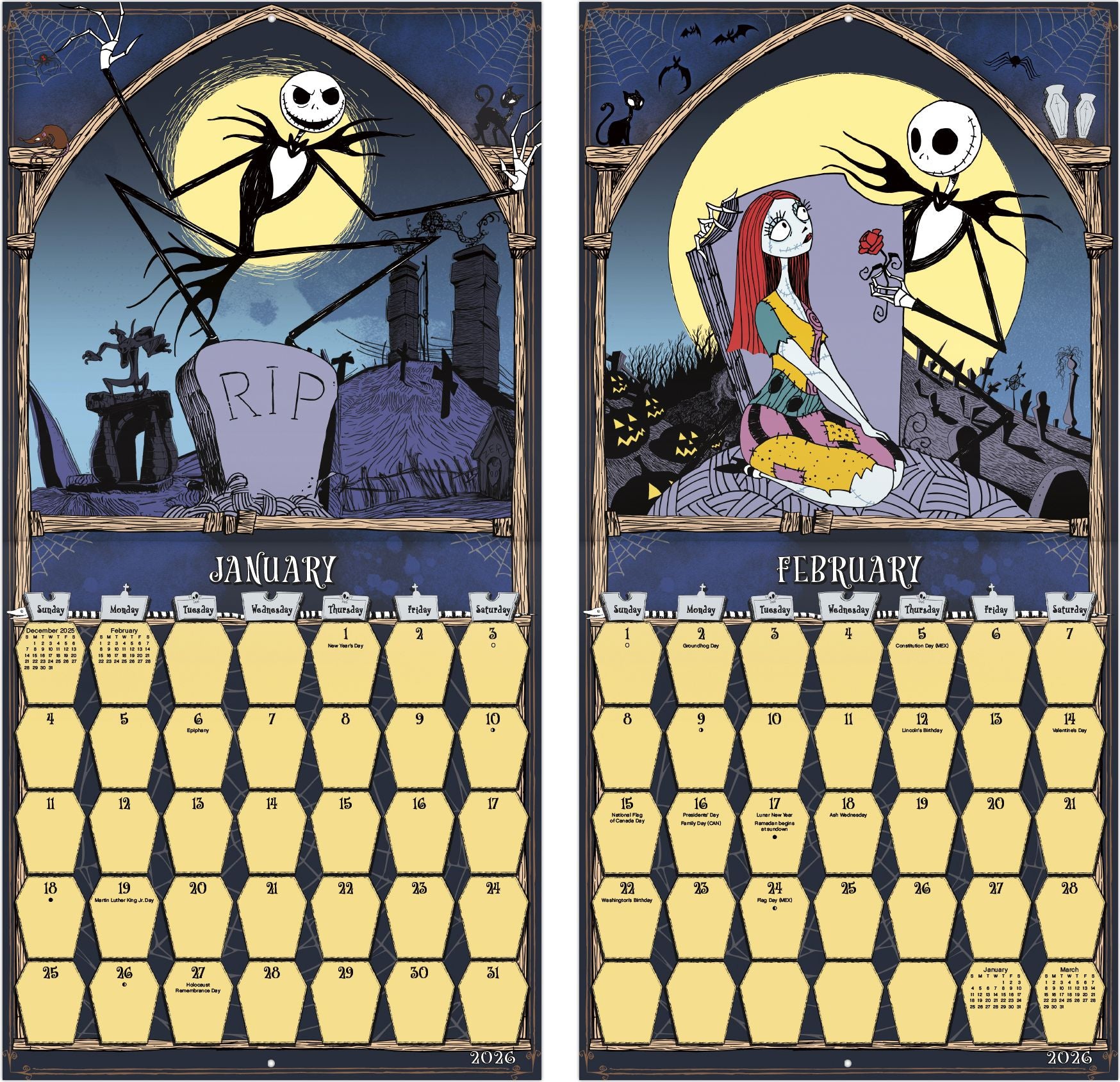 2026 Nightmare Before Christmas Wall Calendar