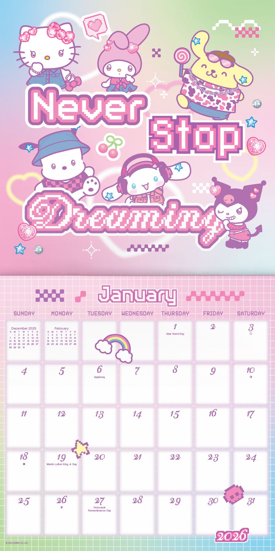 2026 Hello Kitty & Friends Wall Calendar