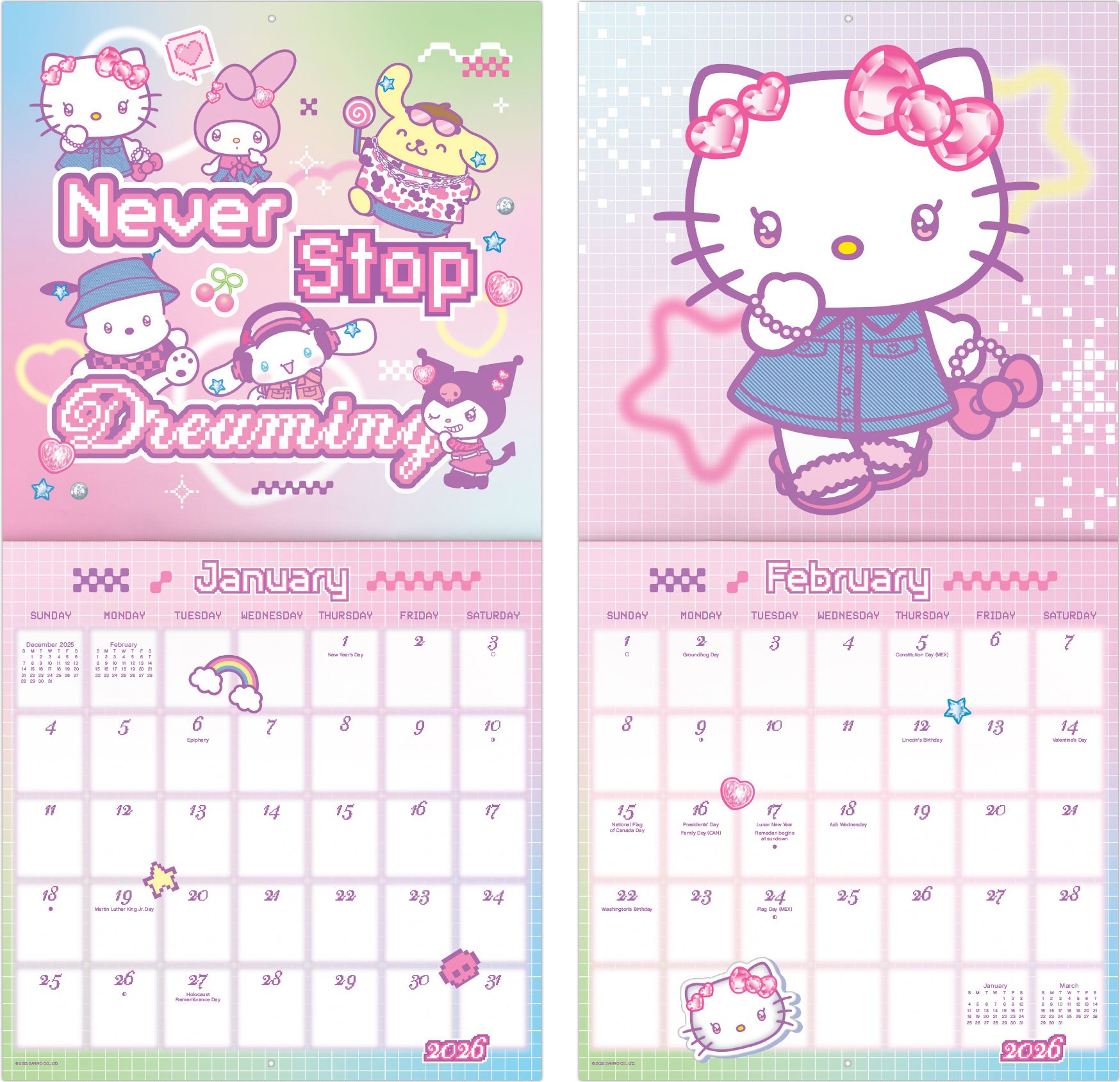 2026 Hello Kitty & Friends Wall Calendar