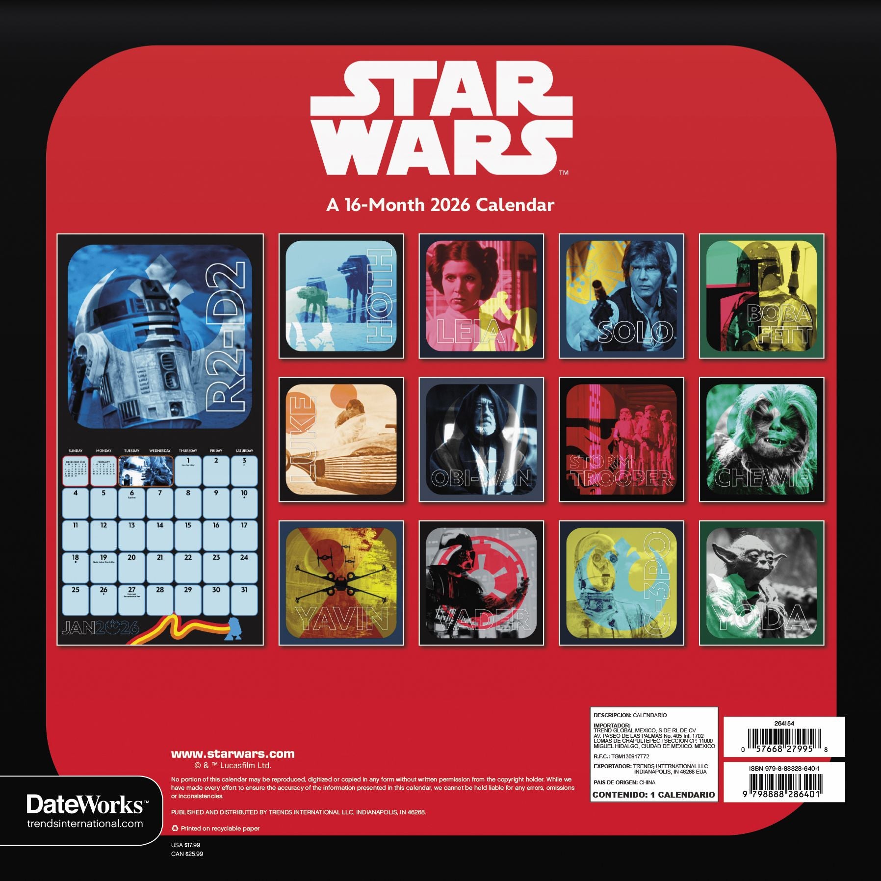 2026 Star Wars Wall Calendar