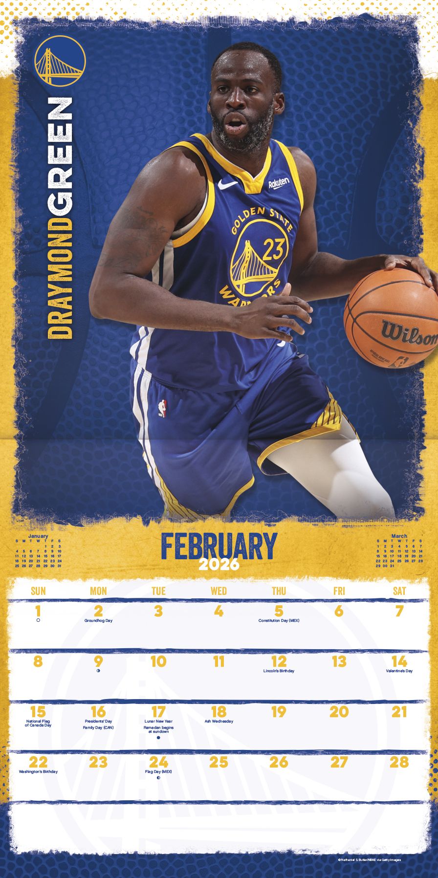 2026 NBA Golden State Warriors Wall Calendar