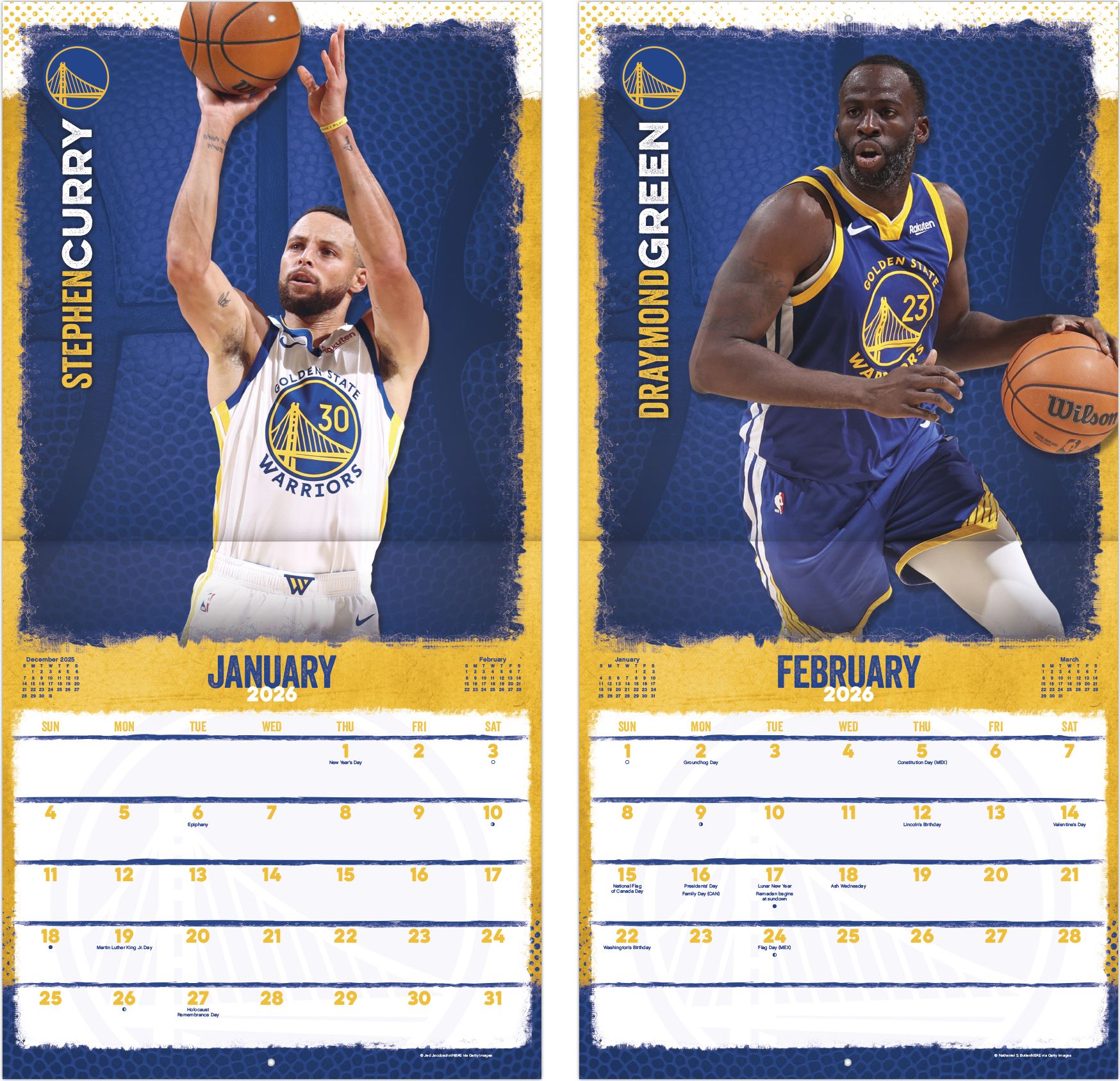2026 NBA Golden State Warriors Wall Calendar