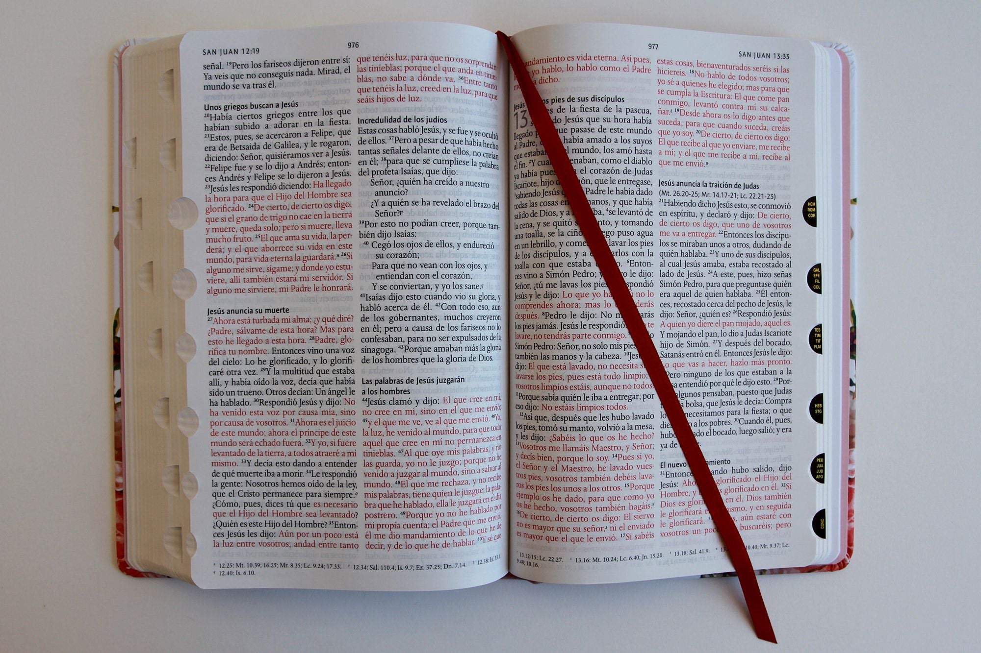 Biblia Reina Valera 1960 letra grande. Tela rosada con flores, manual con índice / Spanish Bible RVR 1960, Large Print, Pink Floral Cloth with Index