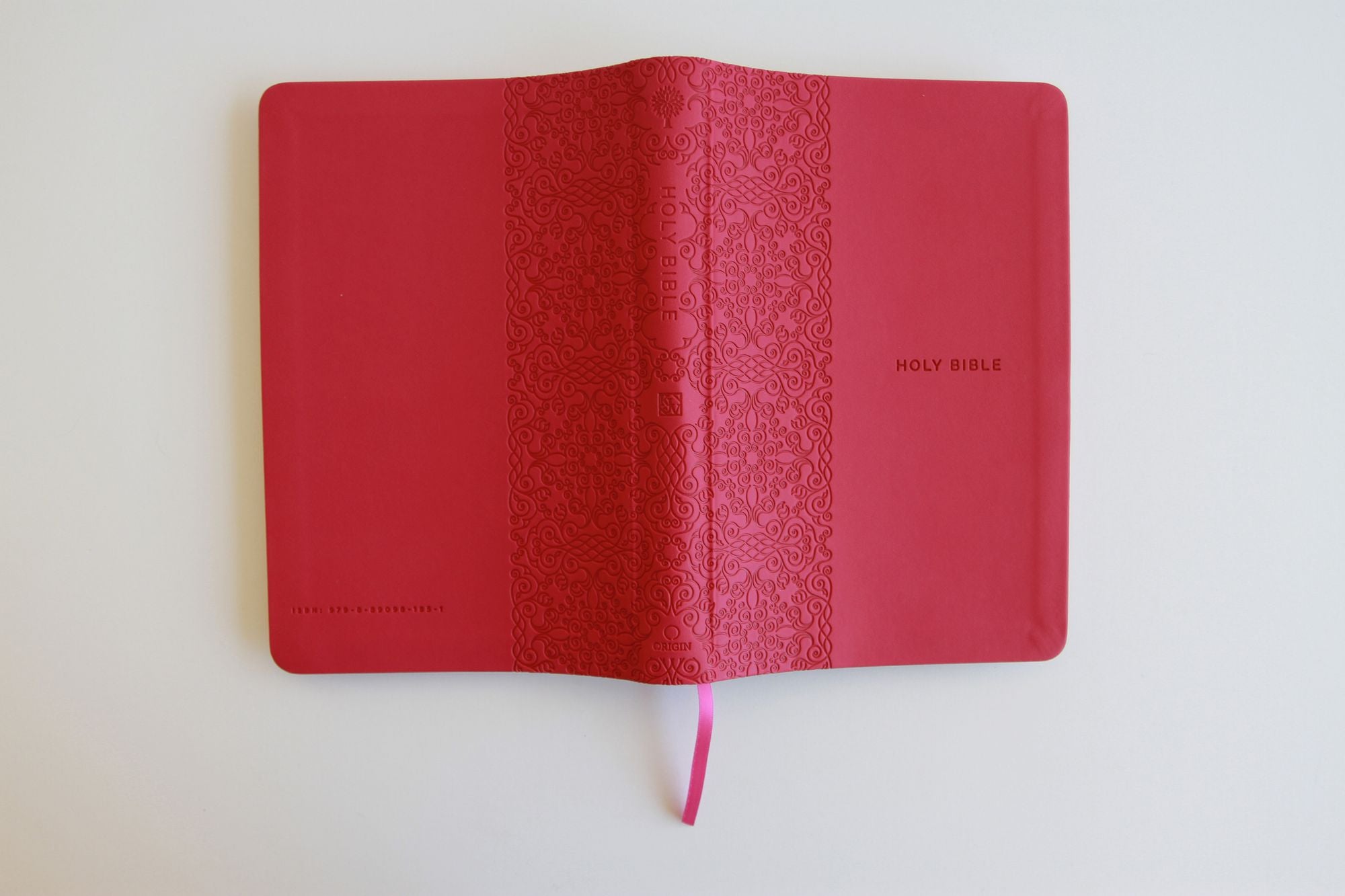 KJV Holy Bible, Large Print Medium format, Fuchsia Faux Leather w/Ribbon Marker, Red Letter, thumb Index