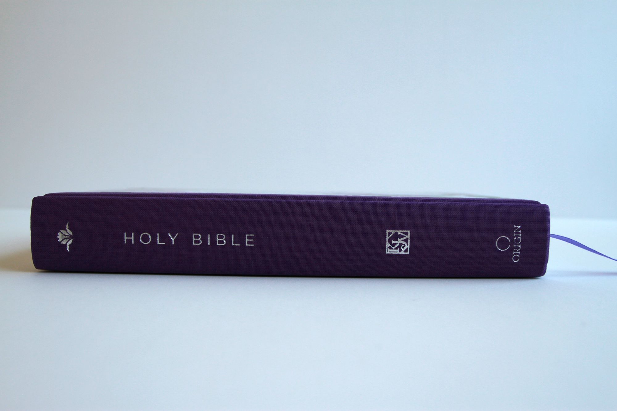 KJV Holy Bible, Large Print Medium Format, Purple Cloth Hardcover with Floral Design, Ribbon Marker, Red Letter