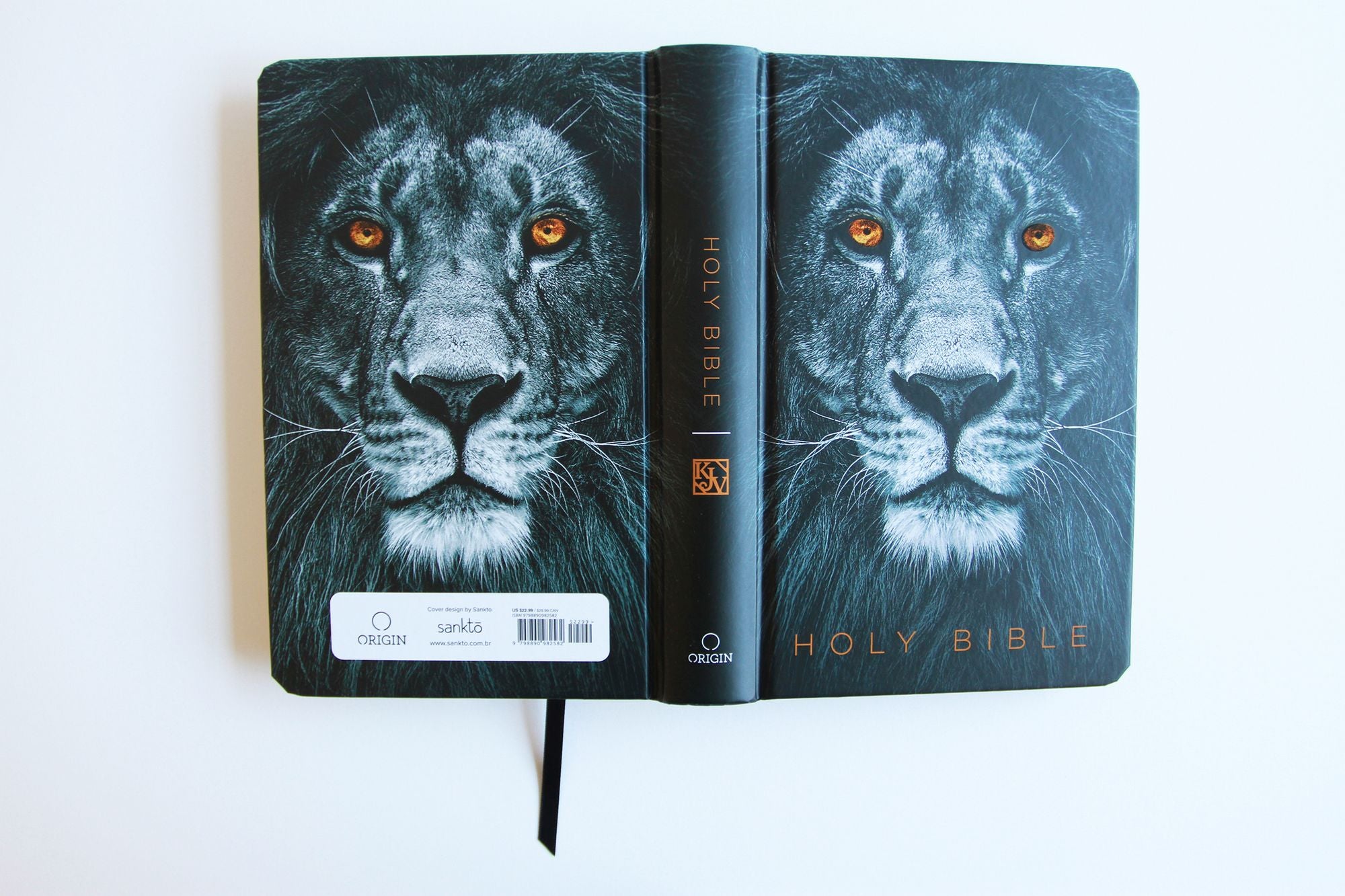 KJV Holy Bible, Large Print, Handy Size format, Hardcover, Lion of Judah, Ribbon Marker, and Red Letter