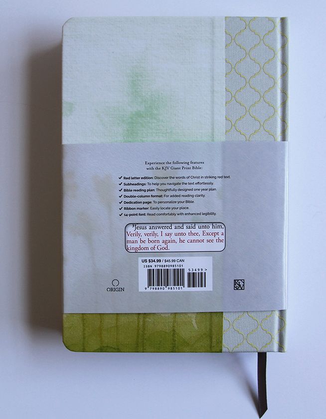 KJV Holy Bible, Giant Print Large Format, Hardcover Yellow floral design with cloth with Ribbon Marker, Red Letter, and Thumb Index