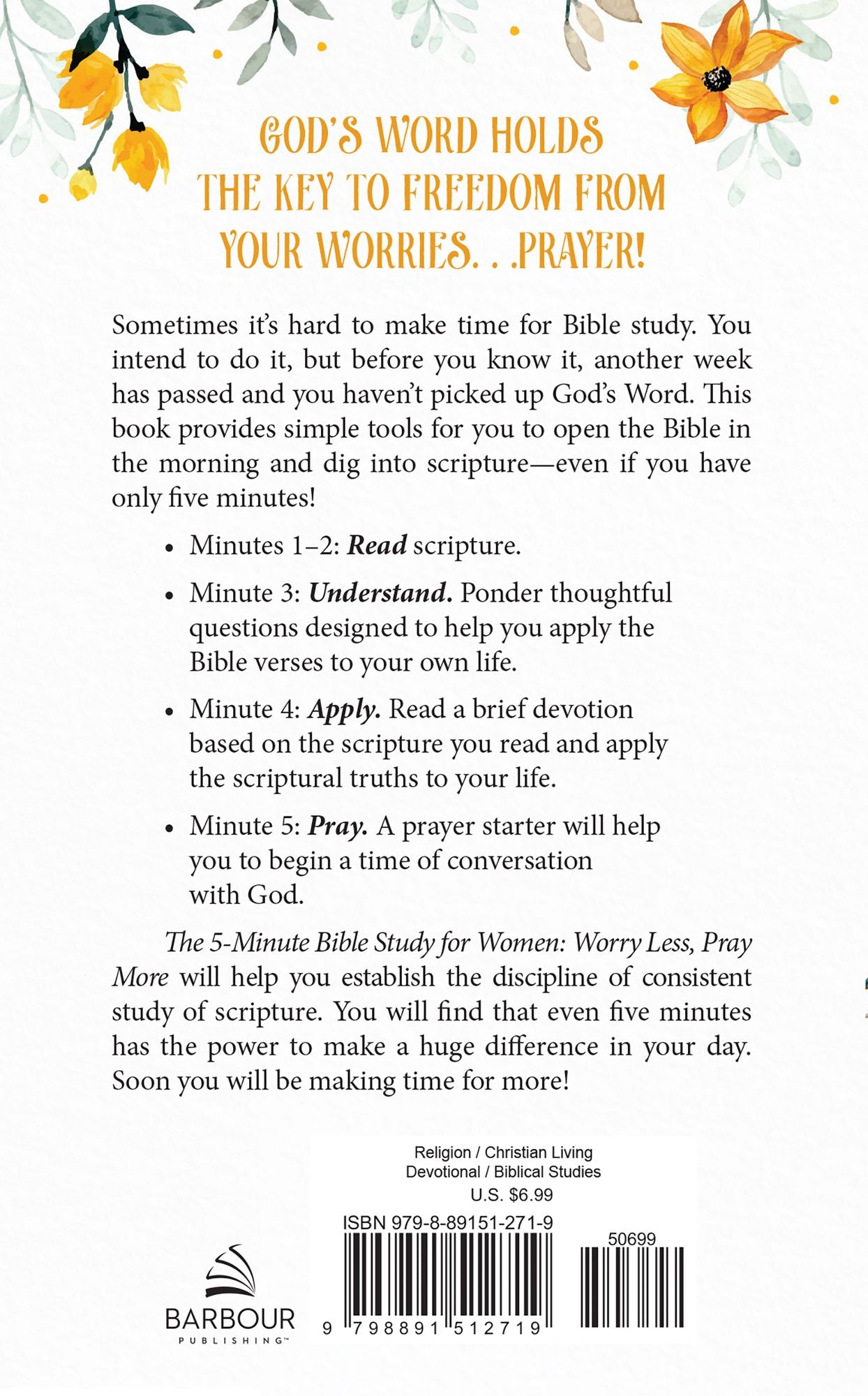 The 5-Minute Bible Study for Women: Worry Less, Pray More