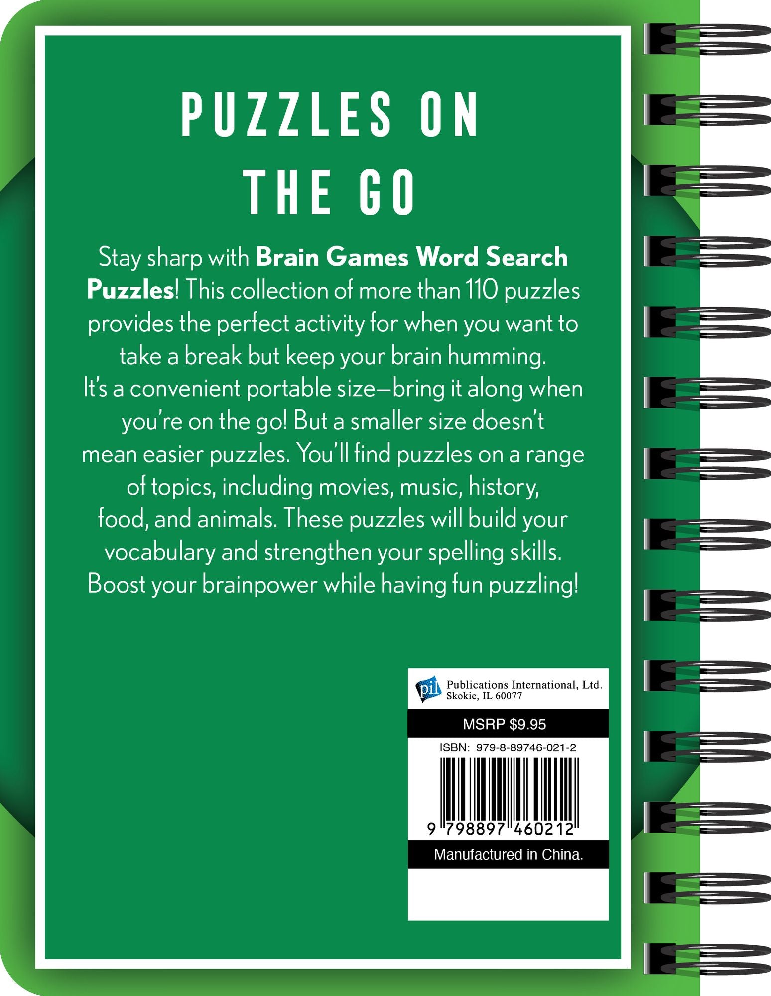 Mini Brain Games Word Search Green
