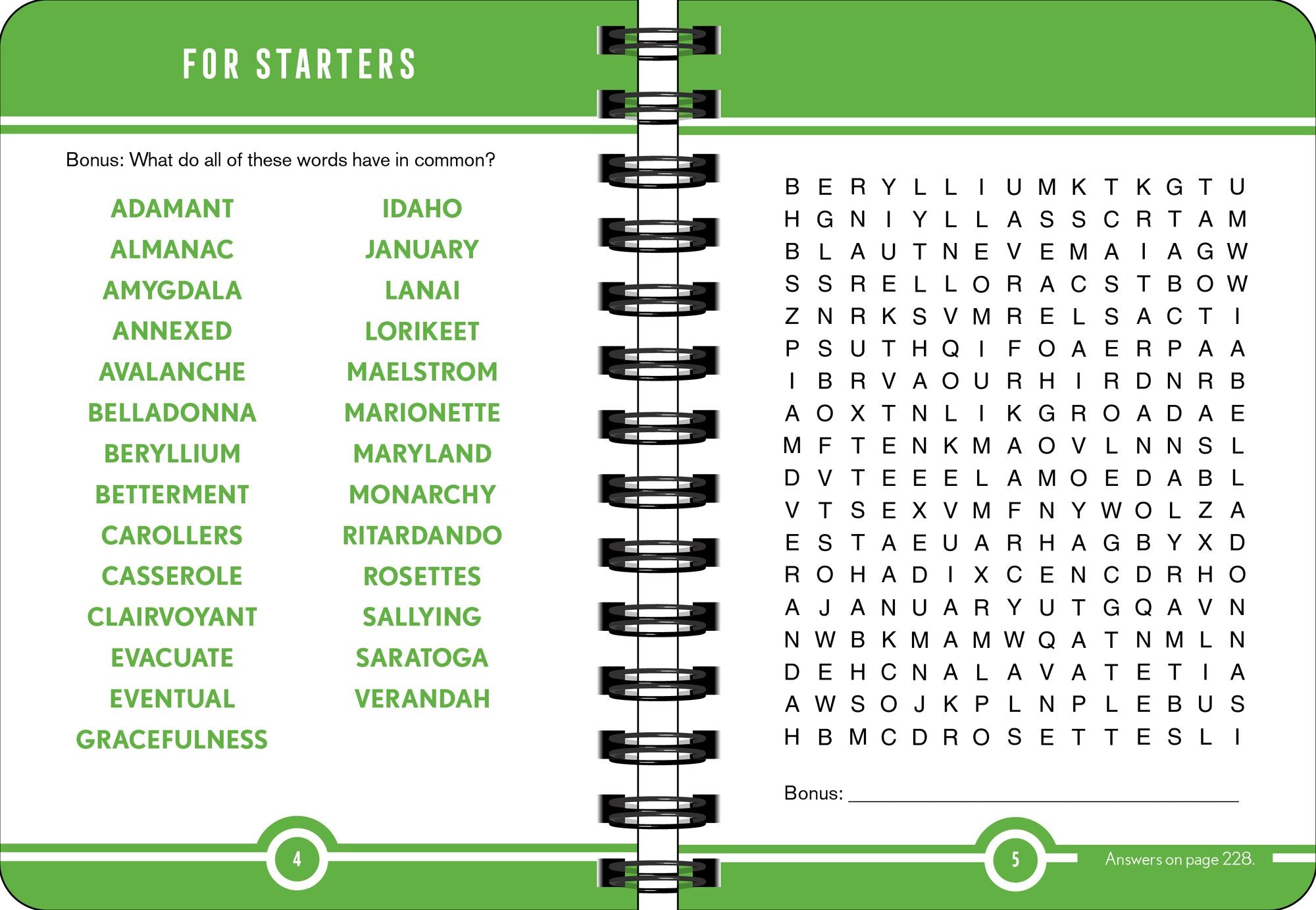 Mini Brain Games Word Search Green