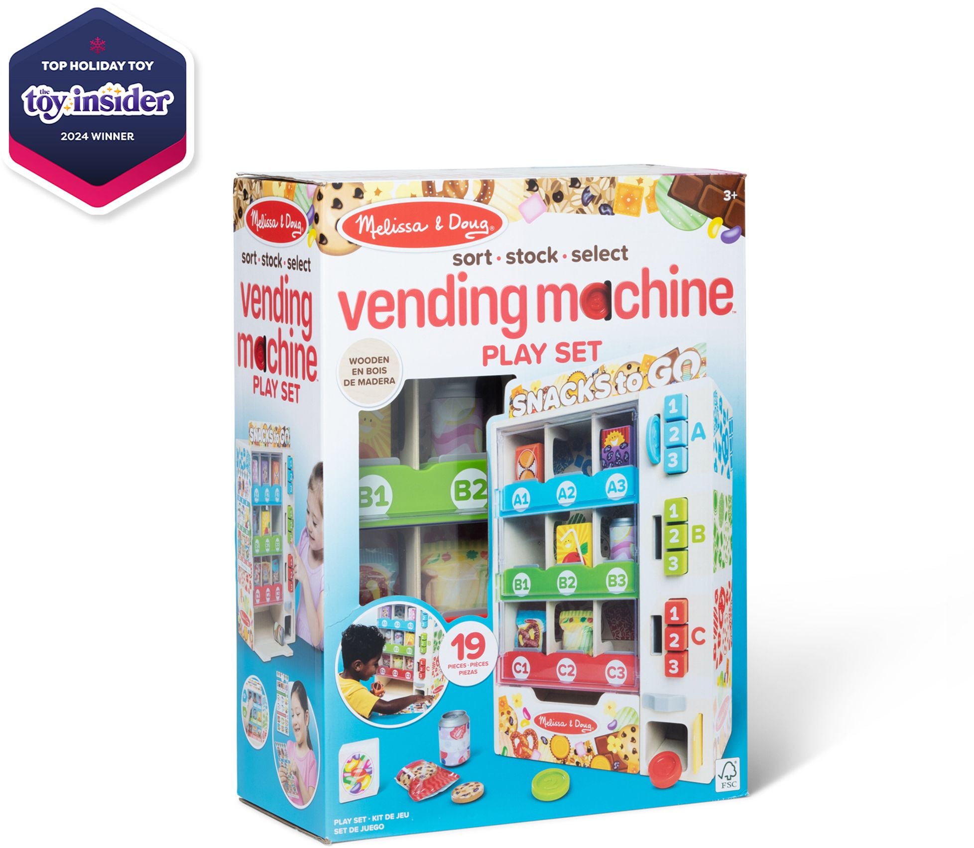 Melissa & Doug Sort, Stock, Select Wooden Vending Machine Play Set, Wooden Toy Play Food For Boys and For Girls 3+