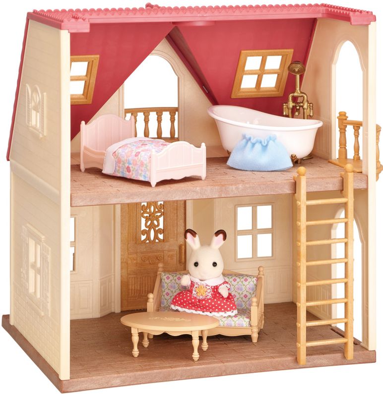 Calico Critters Red Roof Cozy Cottage, Dollhouse Playset with Figure, Furniture and Accessories