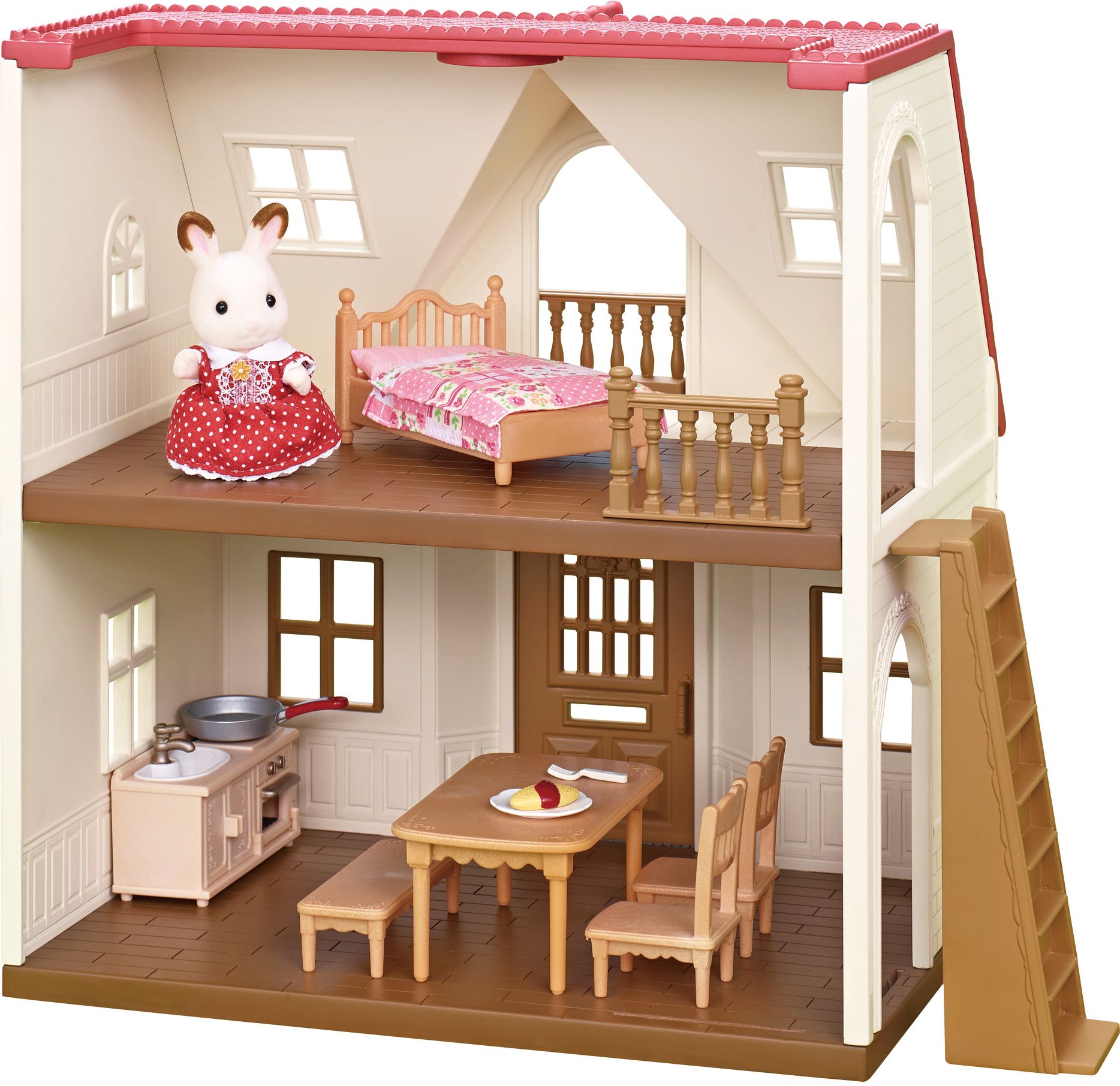 Calico Critters Red Roof Cozy Cottage, Dollhouse Playset with Figure, Furniture and Accessories