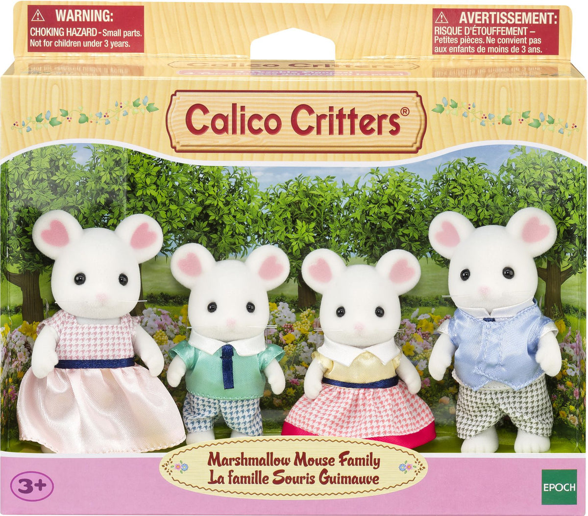 Calico Critters Marshmallow Mouse Family, Set of 4 Collectible Doll Figures