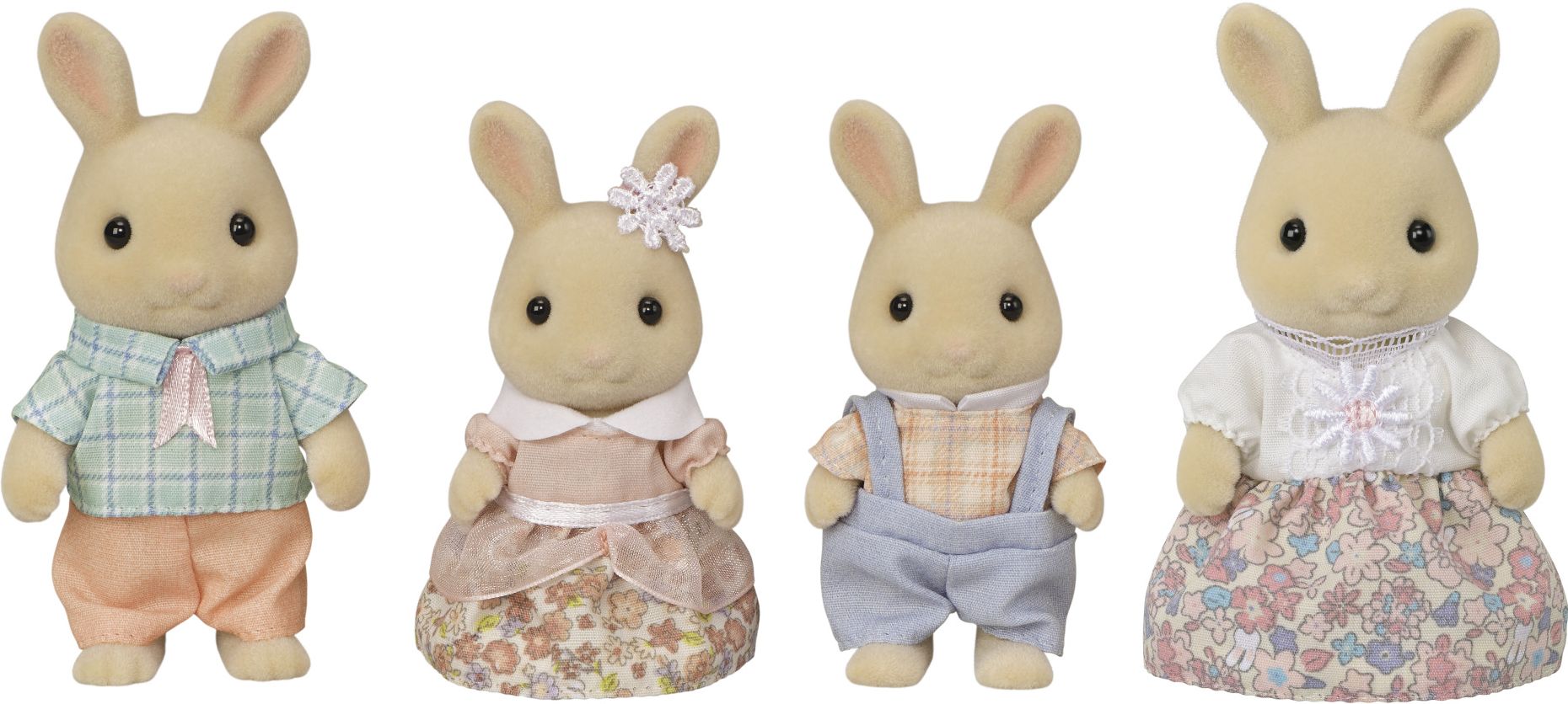 Calico Critters Milk Rabbit Family, Set of 4 Collectible Doll Figures