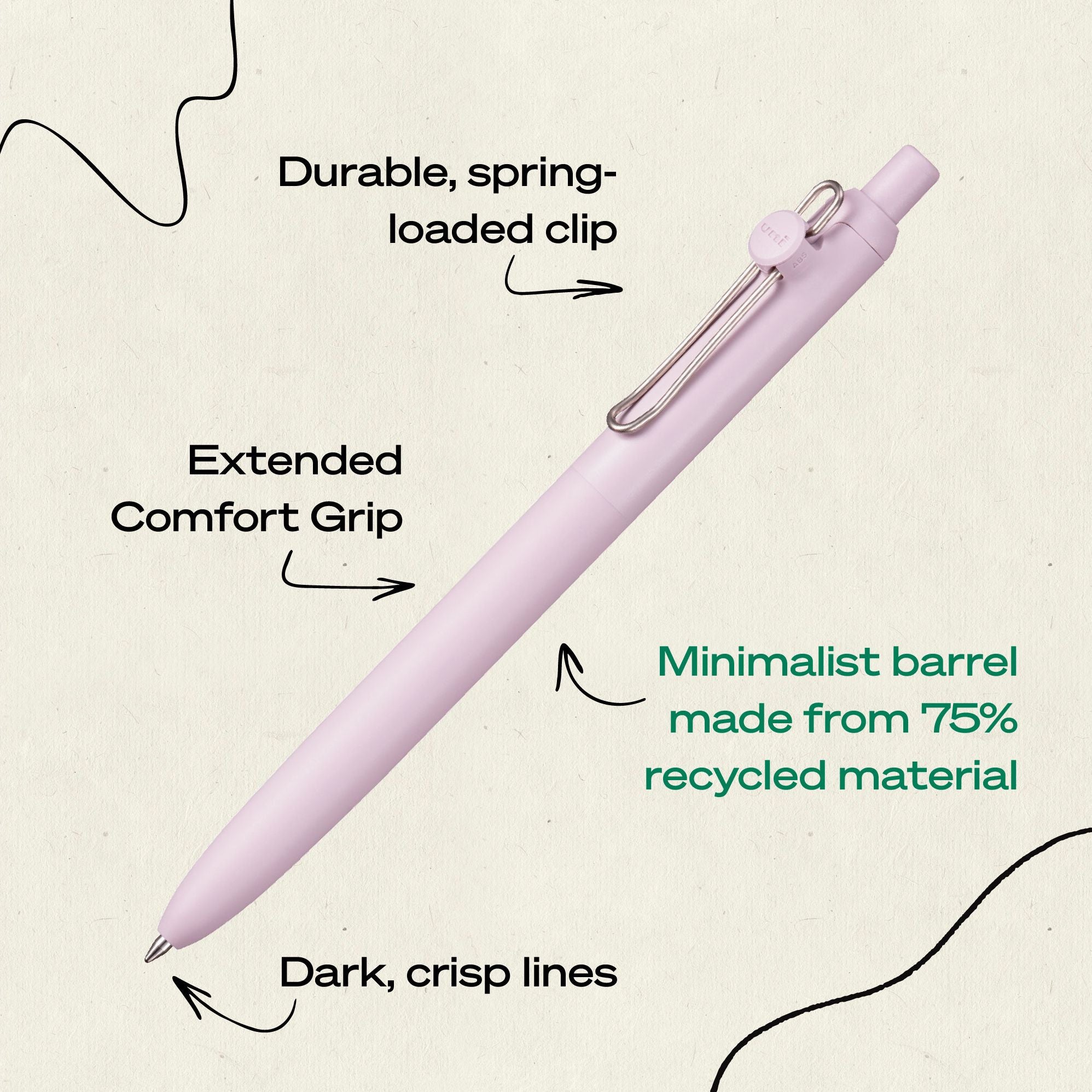 uniball? Zento Liquid Gel RT, Medium Point 0.7mm, Dawn Barrel, Black Ink 5pc