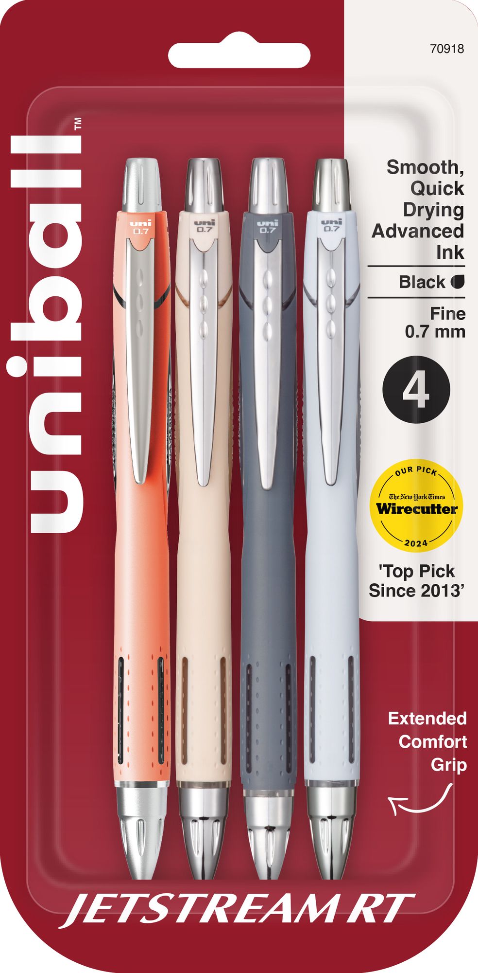uniball? Jetstream RT Ballpoint Fine, Black Ink, 4-pack Warm Colors