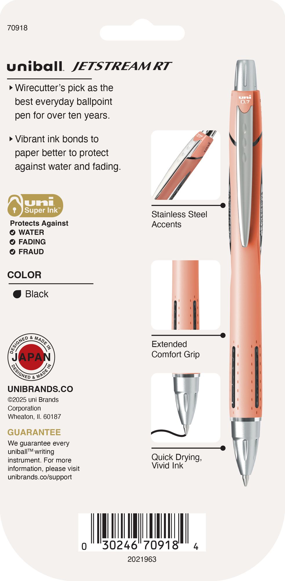 uniball? Jetstream RT Ballpoint Fine, Black Ink, 4-pack Warm Colors