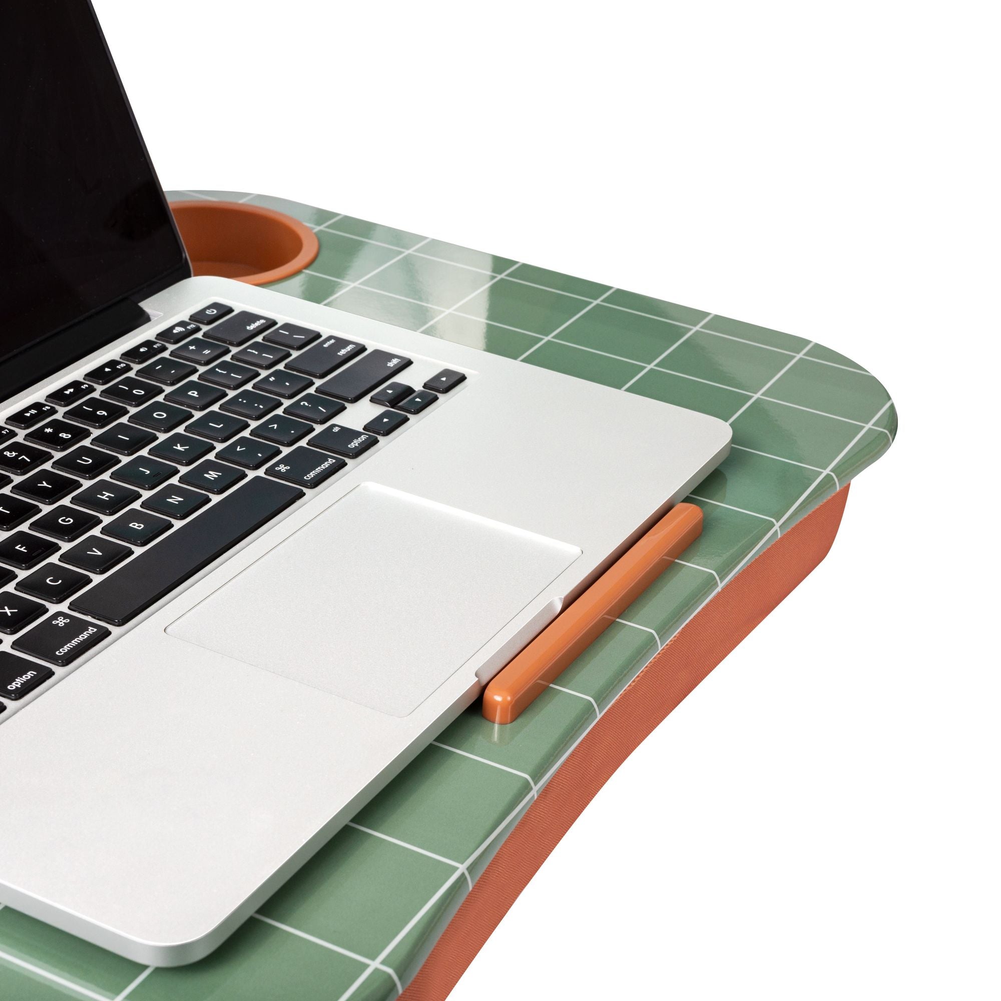 Cup Holder Lap Desk Green Grid