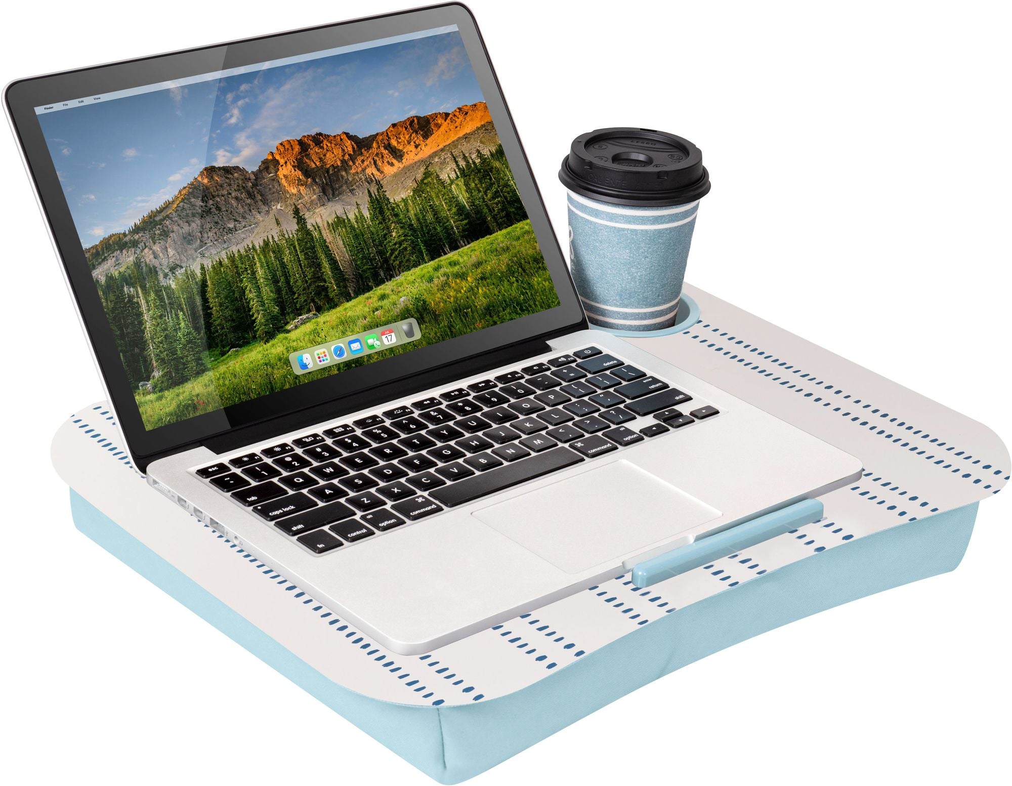 Cup Holder Lap Desk Blue Dashes